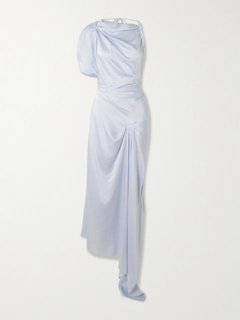 Asymmetric Draped Satin-crepe Midi Dress