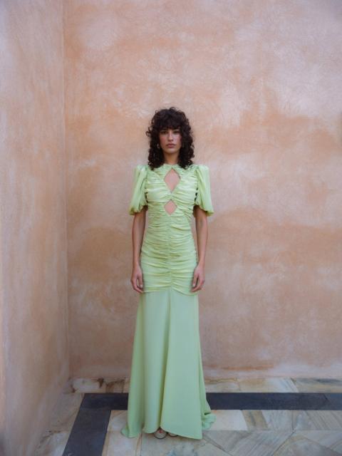 OLYMPIA MAXI DRESS IN PISTACHIO CREPE