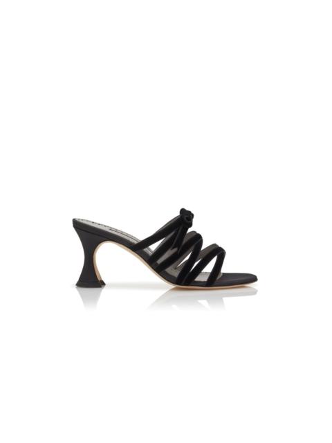 Black Silk Criss-Cross Mules