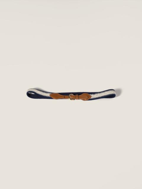Leather and cotton crochet belt
