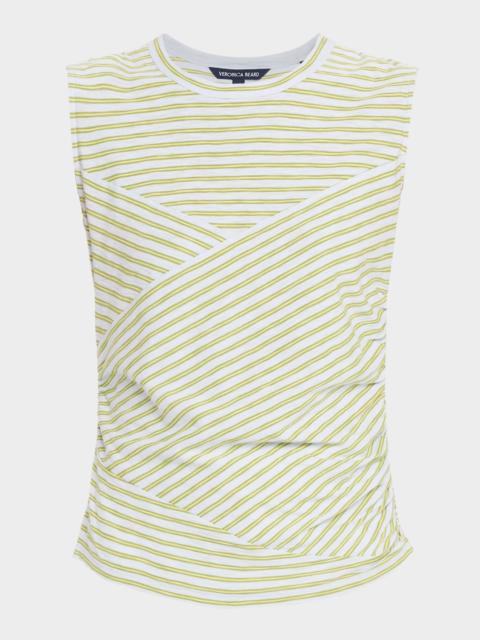 Johana Stripe Sleeveless Ruched Tee