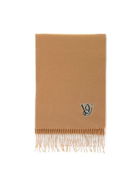 logo-embroidered fringed scarf