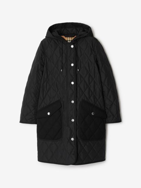 Quilted Nylon Hooded Coat