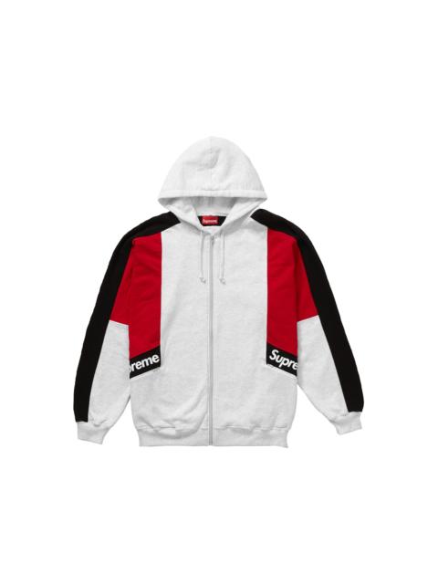 Supreme Color Blocked Zip Up Hooded Sweatshirt Ash Grey