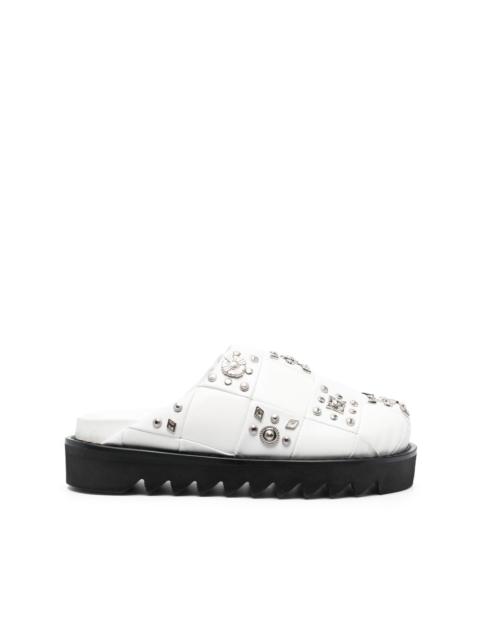 stud-embellished leather slippers