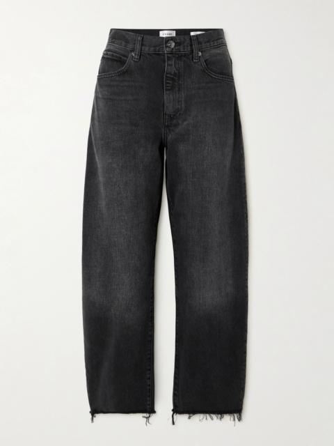 The Bubble cropped frayed high-rise barrel-leg jeans Black