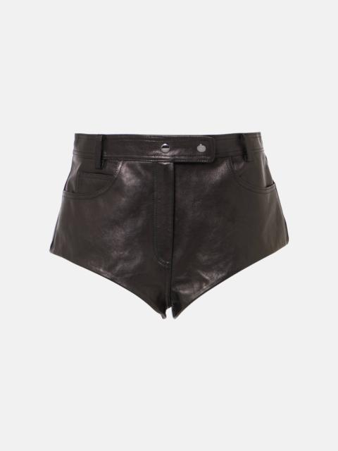 High-rise leather shorts
