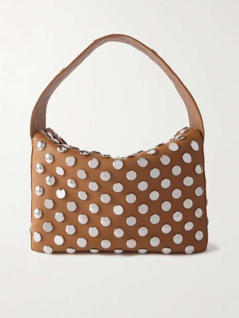 Elena studded textured-leather shoulder bag