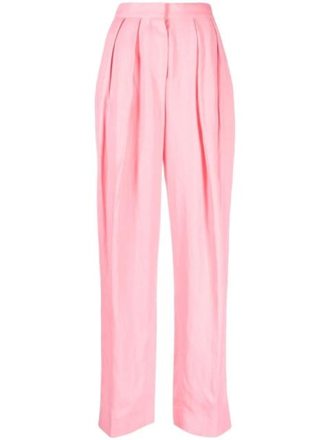 pleated straight-leg trousers