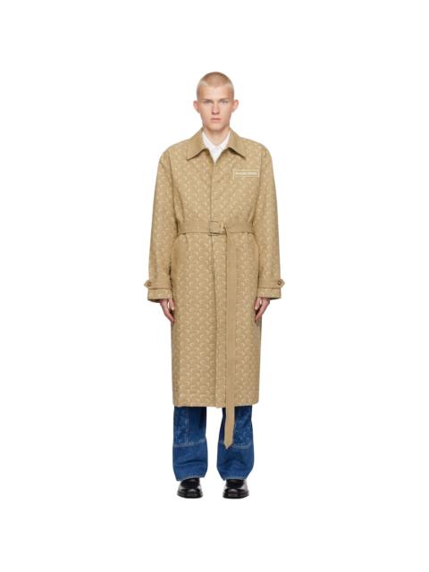 Beige Moon Jacquard Twill Trench Coat
