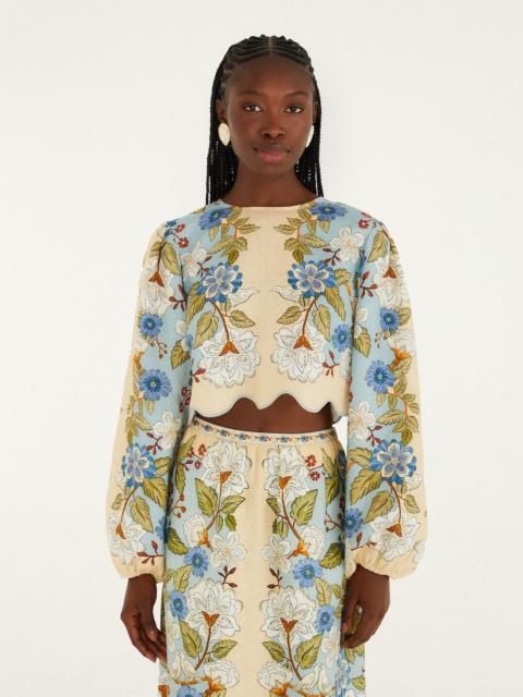 Green Garden Scarf Euroflax Premium Linen Blouse