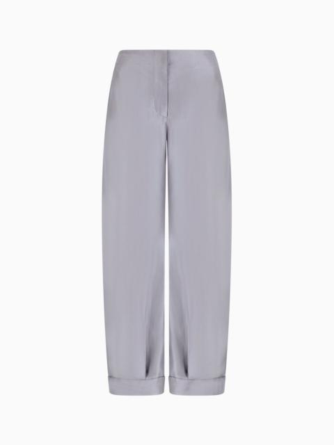 WIDE-LEG TROUSERS IN CHECKED BRUSHED LINEN