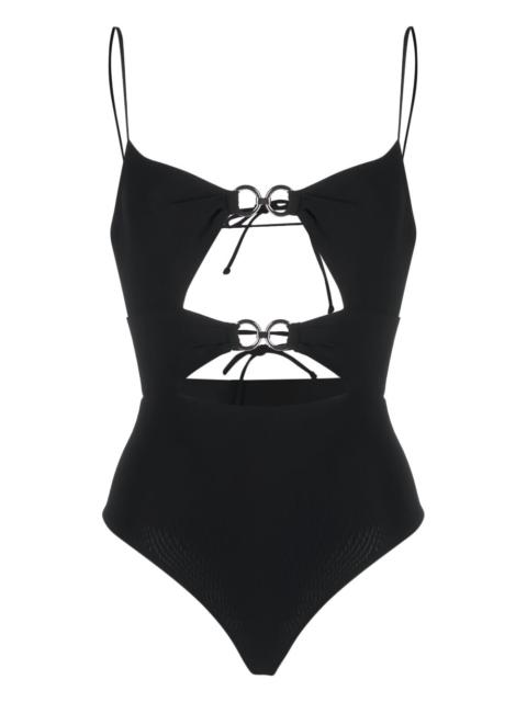ring-embellished cut-out swimsuit