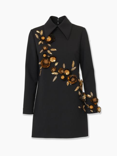 Floral-Embroidered Shift Mini Dress