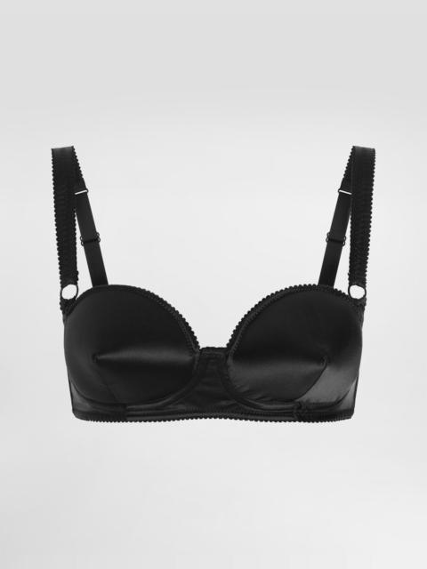 Satin balconette bra with conical cups