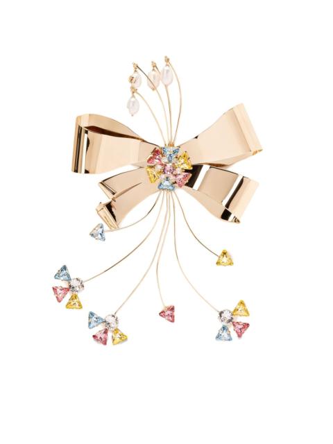 bow-shaped crystal brooch