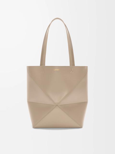 Medium Puzzle Fold tote in shiny calfskin