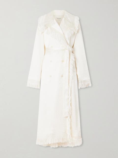Lise Tie-detailed Fringed Silk-blend Trench Coat