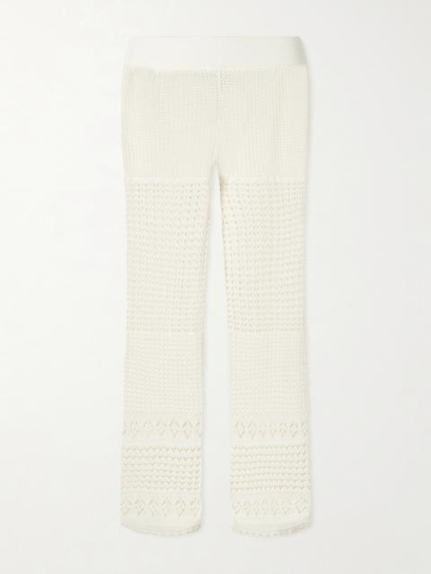 Crocheted Cotton-blend Straight-leg Pants