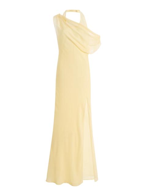 Strobe Silk Chiffon Gown yellow
