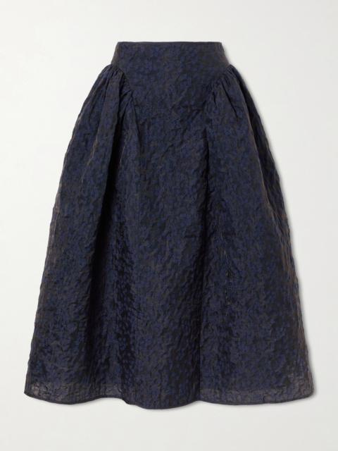 Fabiola Embroidered Cotton-blend Cloqué Midi Skirt