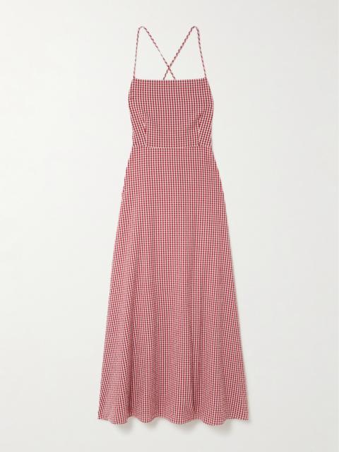 Lori Open-back Gingham Cotton-seersucker Maxi Dress