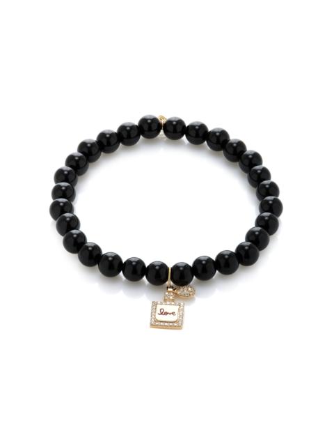 Perfume Bottle 14K Yellow Gold Onyx Bracelet black