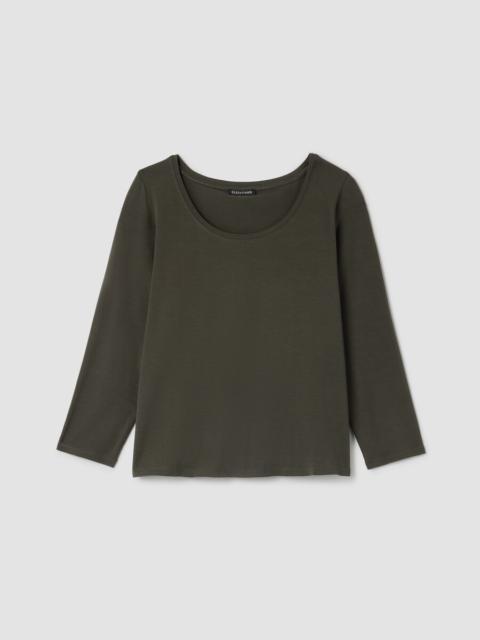 Stretch Jersey Knit Scoop Neck Top