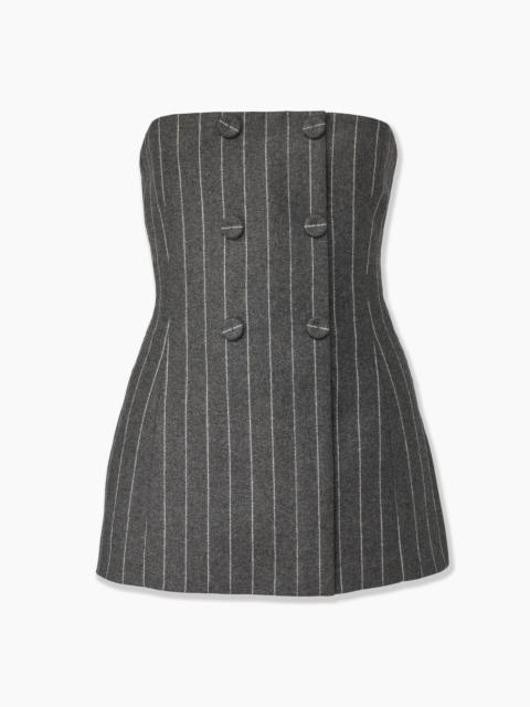 Strapless Double-Breasted Pinstripe Top