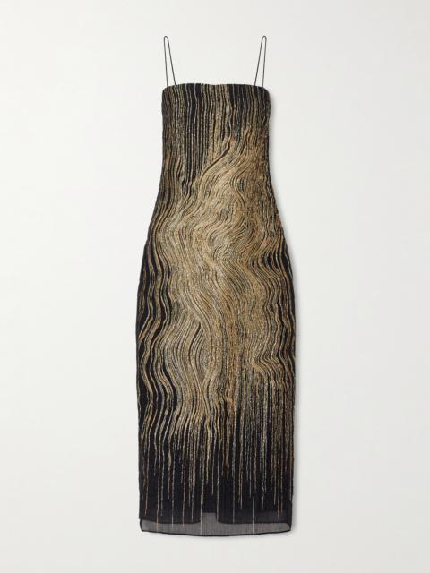 Showgirl Metallic Silk-blend Crepon Midi Dress