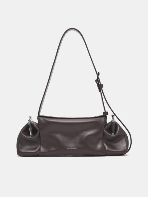 Brown Leather Clasp Pocket Handbag