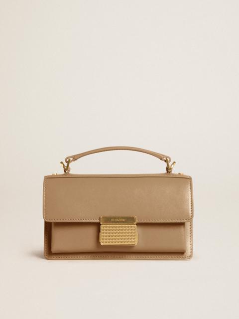 Small Venezia Bag in beige boarded leather with gold details