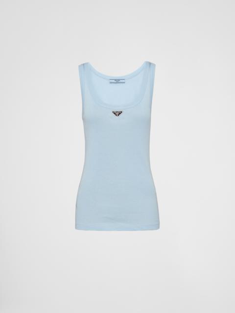 Ribbed knit jersey tank top