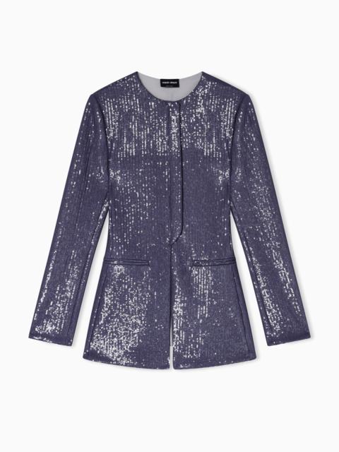 JERSEY SINGLE-BREASTED JACKET WITH SEQUINS