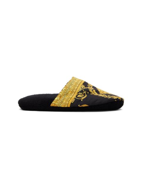 Black 'I Heart Baroque' Slippers