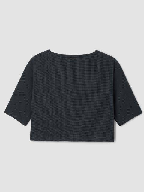 Mini Check Crepe Bateau Neck Box-Top