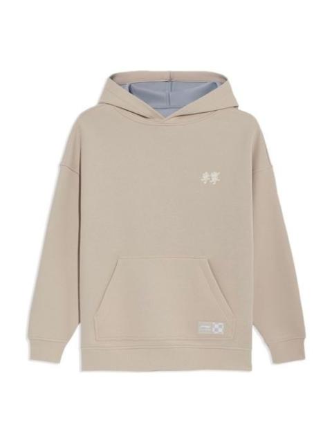 Li-Ning Sports Stylish Series Logo Embroidered Hoodie 'Beige Grey' AWDS087-4