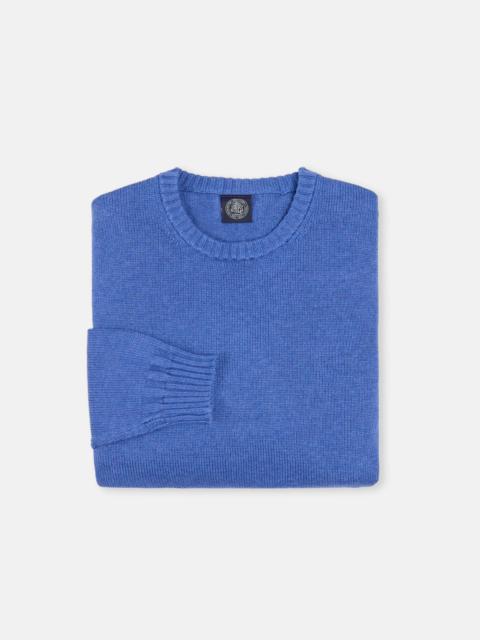 INDIGO FINE KNIT COTTON CREWNECK SWEATER - TRIM FIT