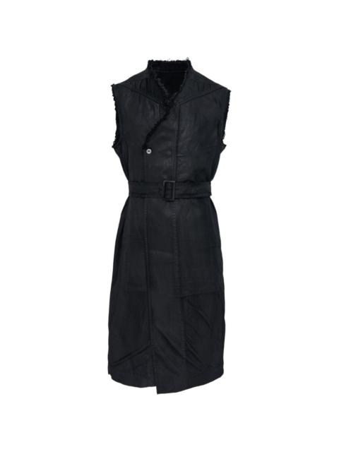 belted sleeveless coat