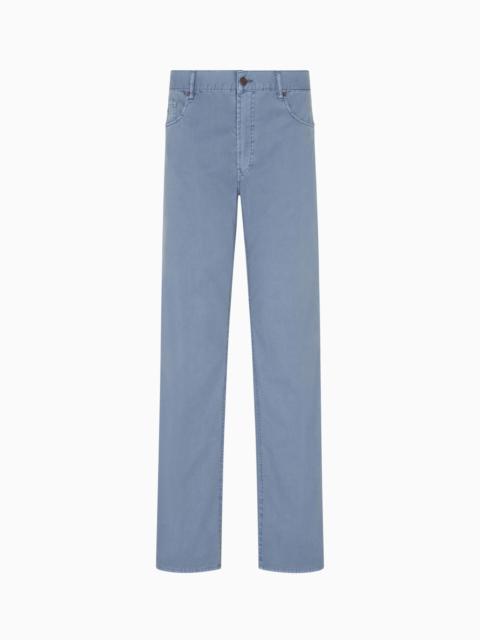 J76 STRAIGHT-FIT FIVE-POCKET WASHED TWILL TROUSERS