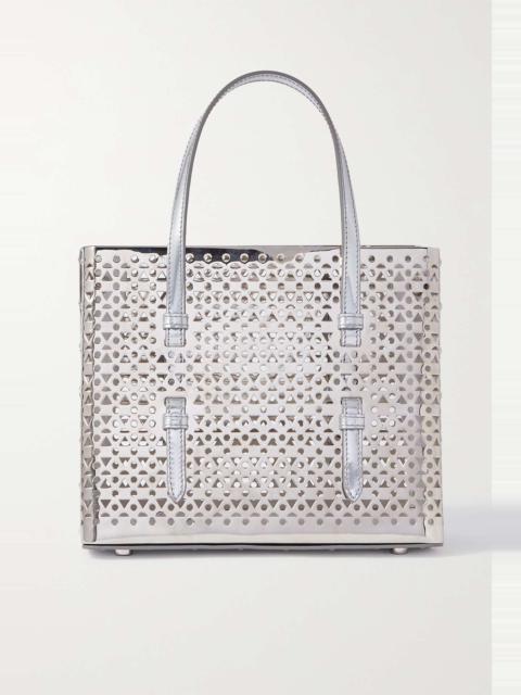 Mina 20 small laser-cut mirrored-leather tote