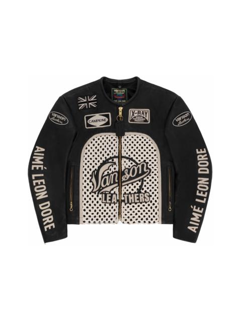 Aime Leon Dore Vanson Raffia Leather Jacket Black