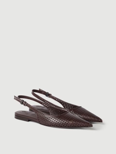Calfskin net slingback flats with monili