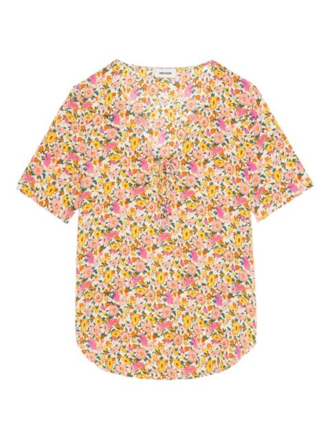 floral-print short-sleeve top