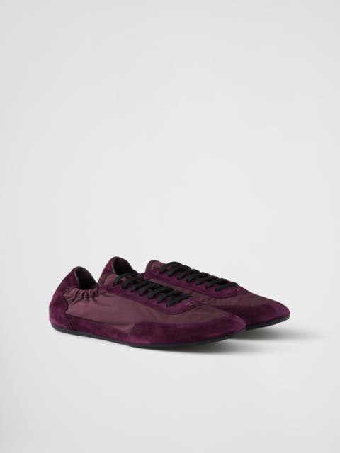 Collapse Re-Nylon and suede elasticized sneakers