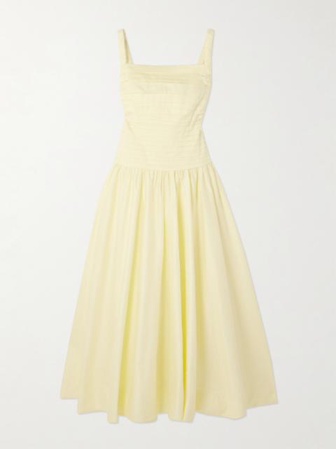 Star Pleated Cotton-poplin Midi Dress