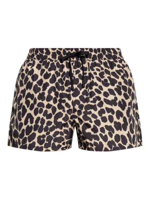 leopard-print drawstring swim shorts