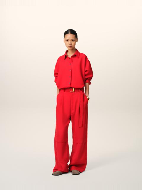 RED WOOL CARGO TROUSERS