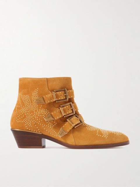 Susan buckled studded suede ankle boots Camel