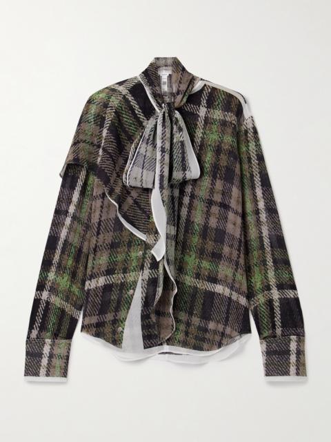 Tie-detailed Draped Printed Silk Crepe De Chine Blouse